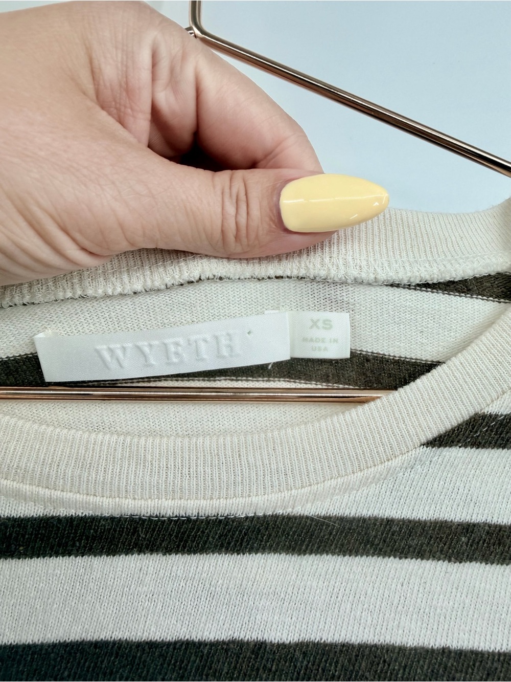 WYETH Carmen L/S Long Sleeve Crew Striped Cotton Tee Ecru and Chocolate - Picture 4 of 9